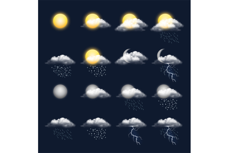 meteo-realistic-icon-clouds-sun-rain-wind-snow-vector-weather-symbols