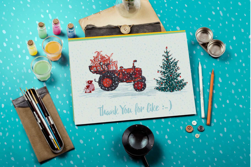 set-of-hand-drawn-christmas-tractors