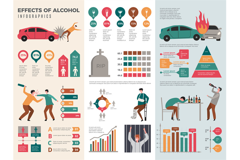 alcoholism-infographics-dangerous-drunk-driver-alcoholic-health-vecto