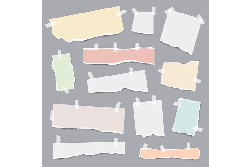 taped-paper-ripped-pieces-of-white-and-colored-note-pages-vector-real