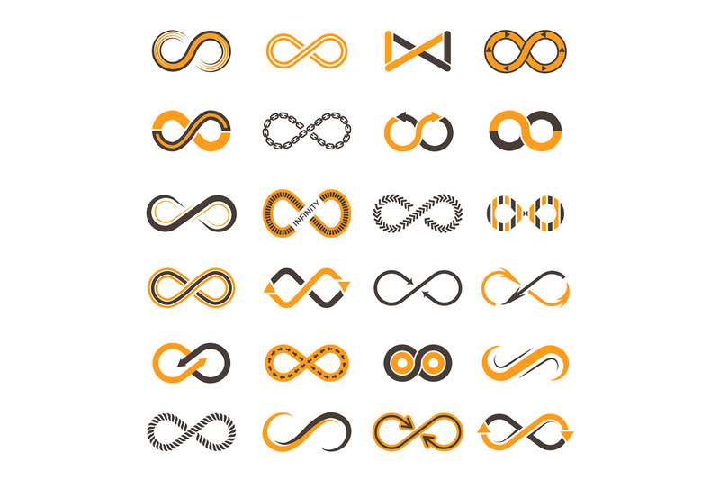 infinity-icons-contouring-shapes-of-eternity-vector-two-color-symbols