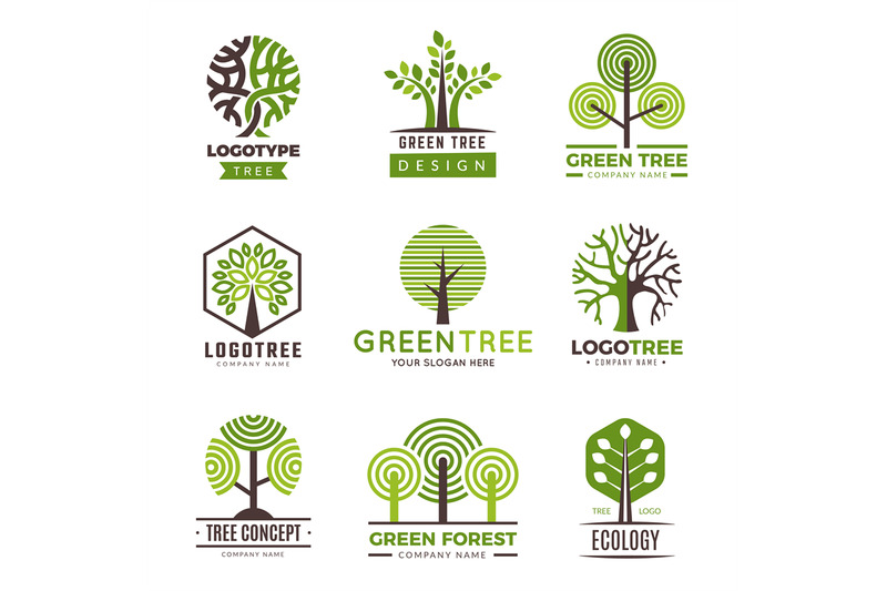 tree-logotypes-eco-green-symbols-wood-stylized-trees-plants-vector-lo