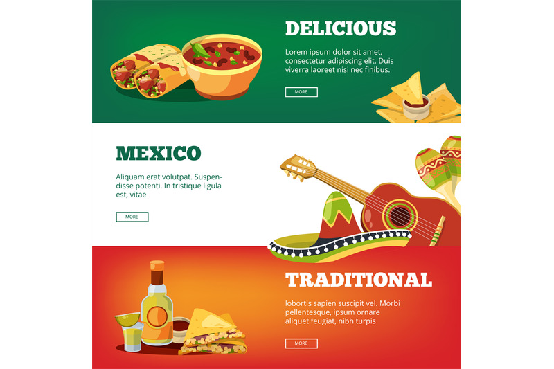 mexican-food-banners-national-traditional-cuisine-mexico-quesadillas