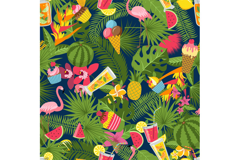 vector-flat-cute-summer-elements-cocktails-flamingo-palm-leaves-pat