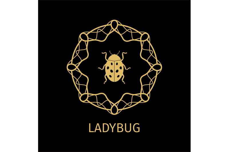 ladybug-in-calligraphy-framework-label