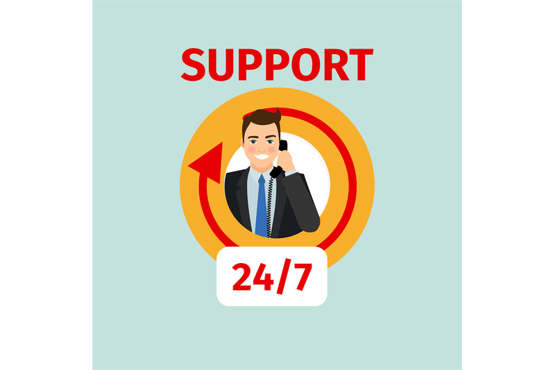 support-service-circle-icon-with-man