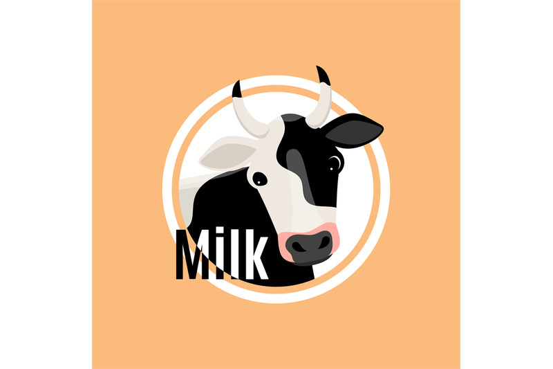 cow-head-flat-logo-template