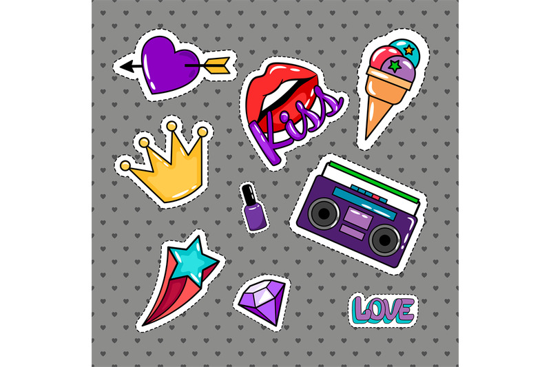 retro-style-stickers-set