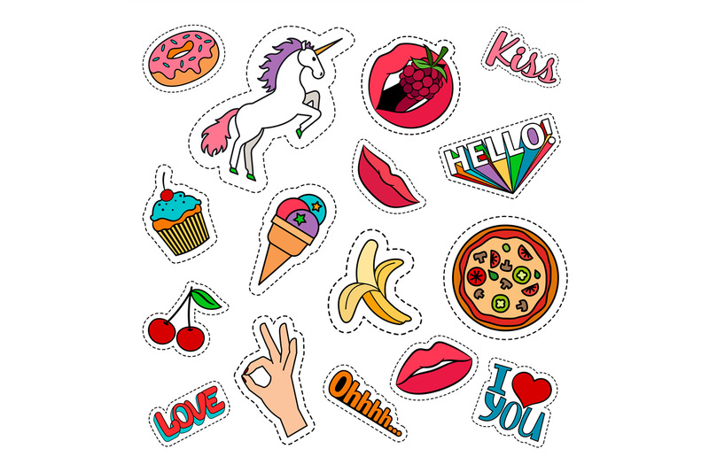 funny-food-stickers-set