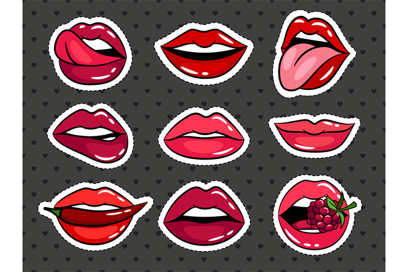 female-lips-stickers-set