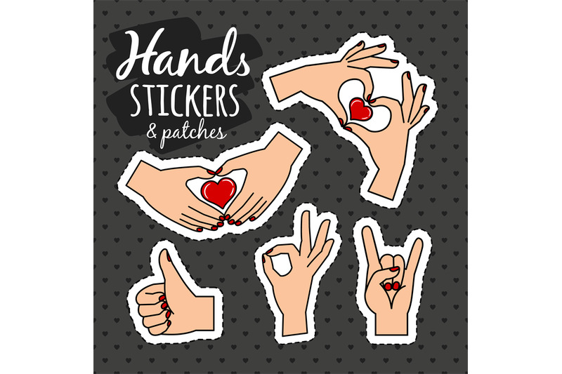quirky-style-human-hands-stickers-set