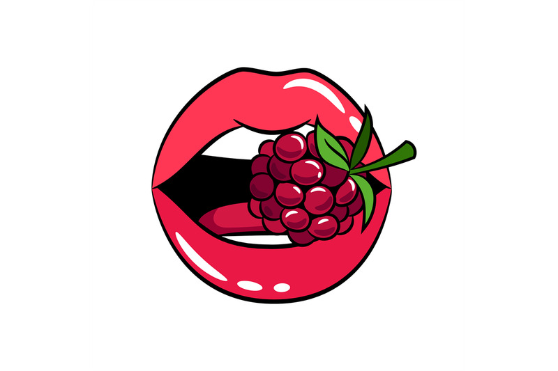 glossy-woman-lips-with-raspberry-sticker