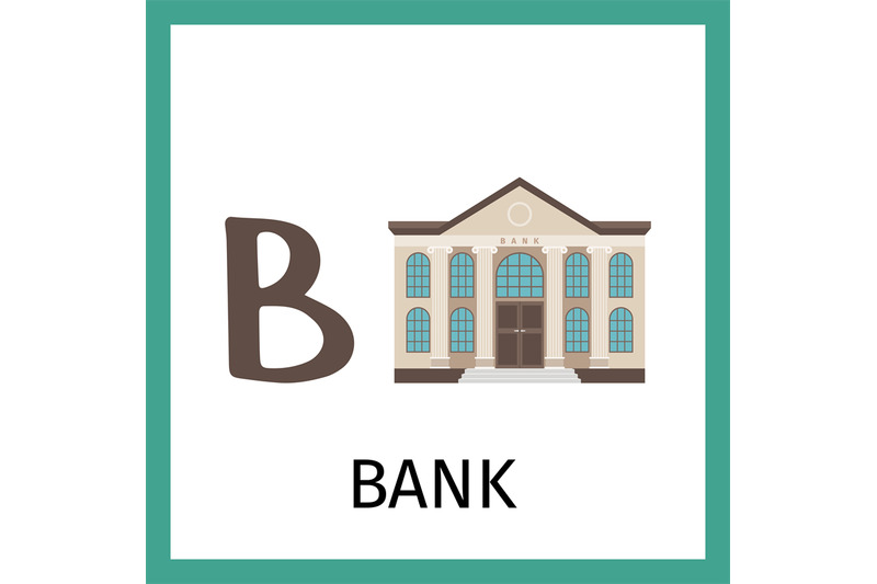 alphabet-card-with-bank-building
