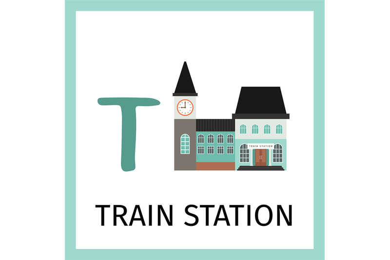 alphabet-card-with-train-station-building
