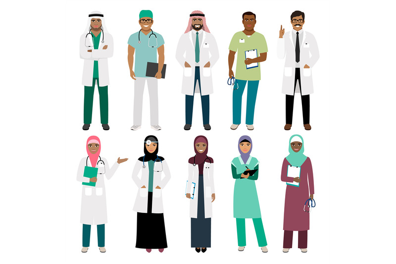 muslim-doctor-and-arabian-nurse-icons