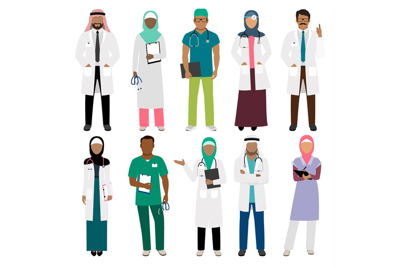 african-doctor-and-arab-nurse-characters