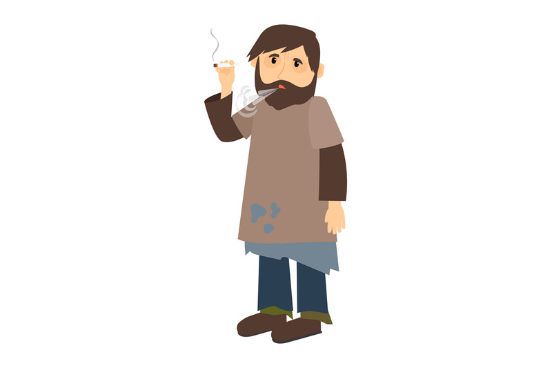 homeless-man-smokes-cigarette