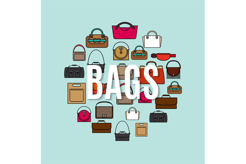 bags-cartoon-icons-in-circle-shape