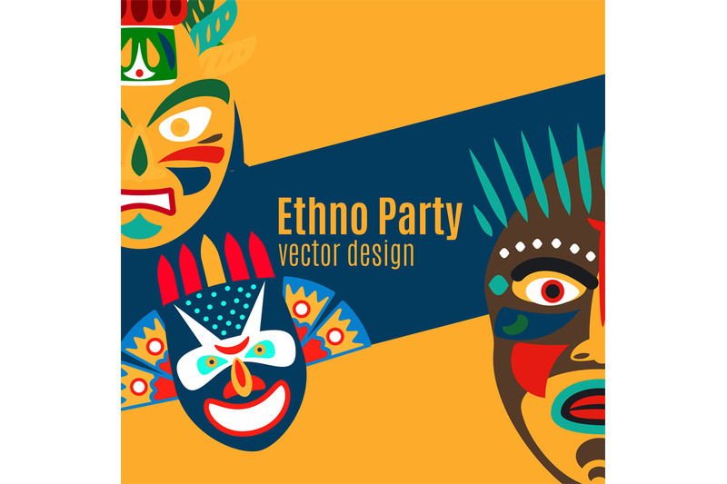 ethno-party-card-with-cartoon-masks