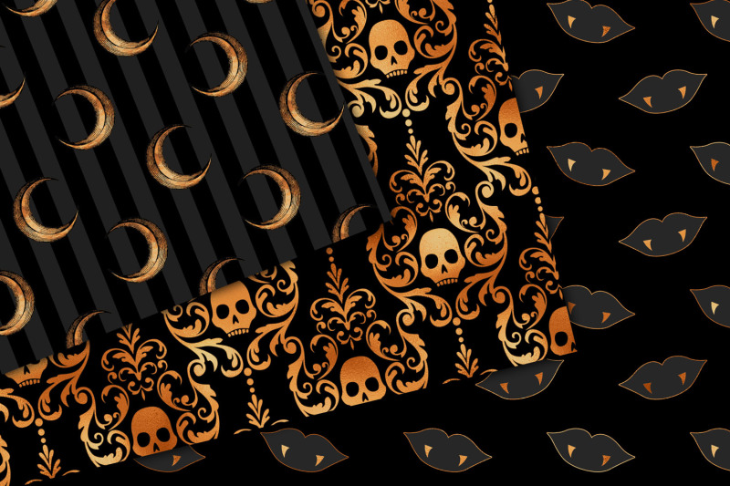 black-and-copper-halloween-digital-paper
