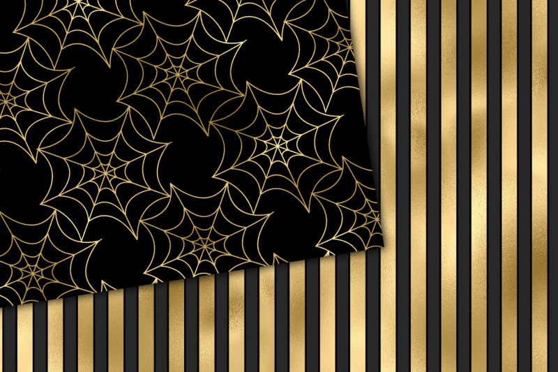 black-and-gold-halloween-digital-paper