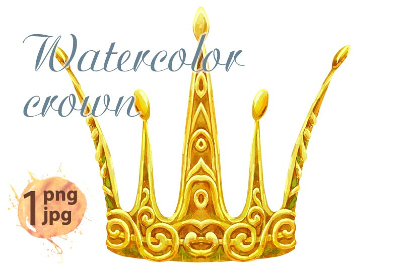 watercolor-golden-crown-princess