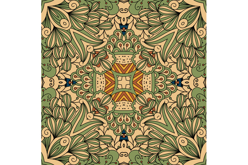 green-and-beige-floral-decorative-pattern