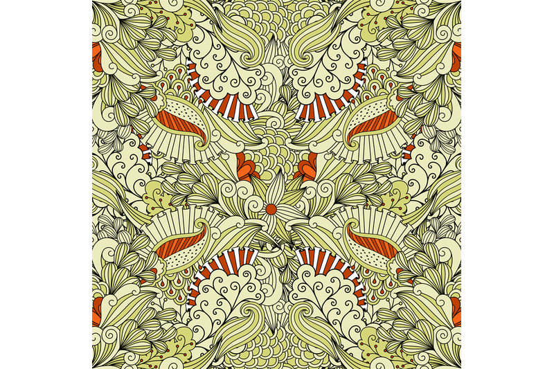 beige-and-orange-floral-doodle-pattern