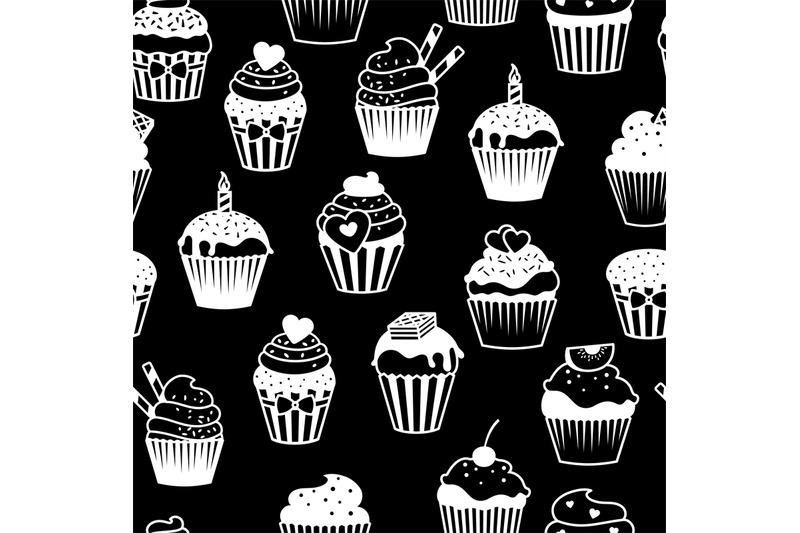 black-and-white-cupcakes-pattern