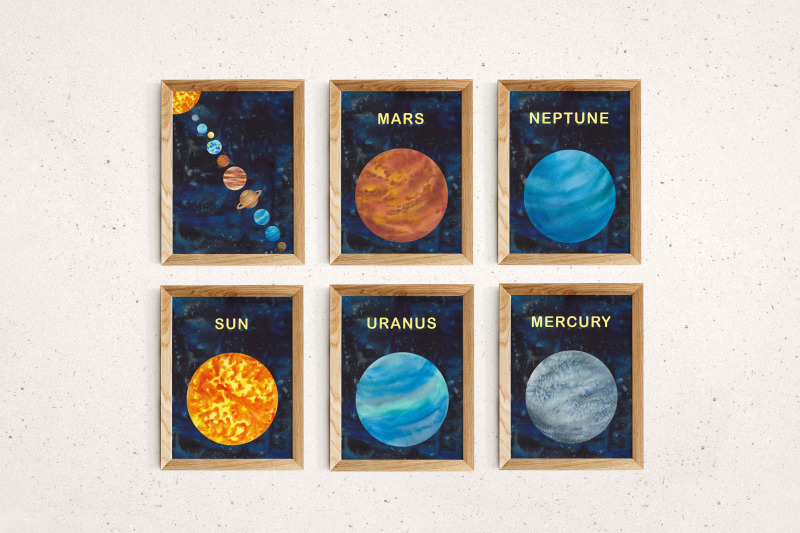 watercolour-space-poster-set-of-11-planets-outer-space-decor-solar-s
