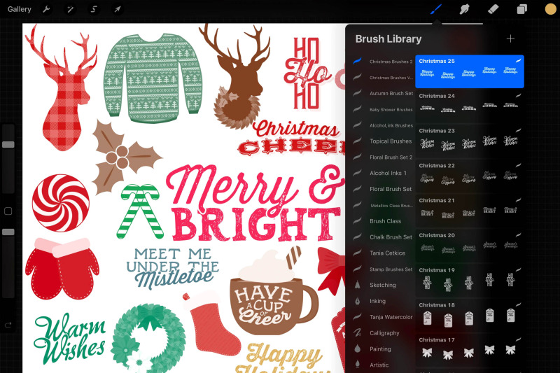 Download Procreate brush set,Christmas brushes, Xmas brushes By ...