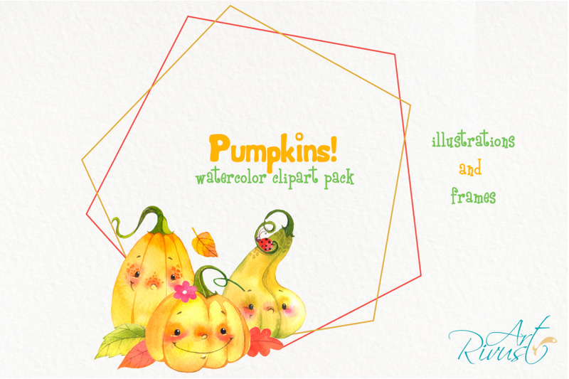 cute-watercolor-pumpkins-clipart-fall-clip-art-digital-frames-download