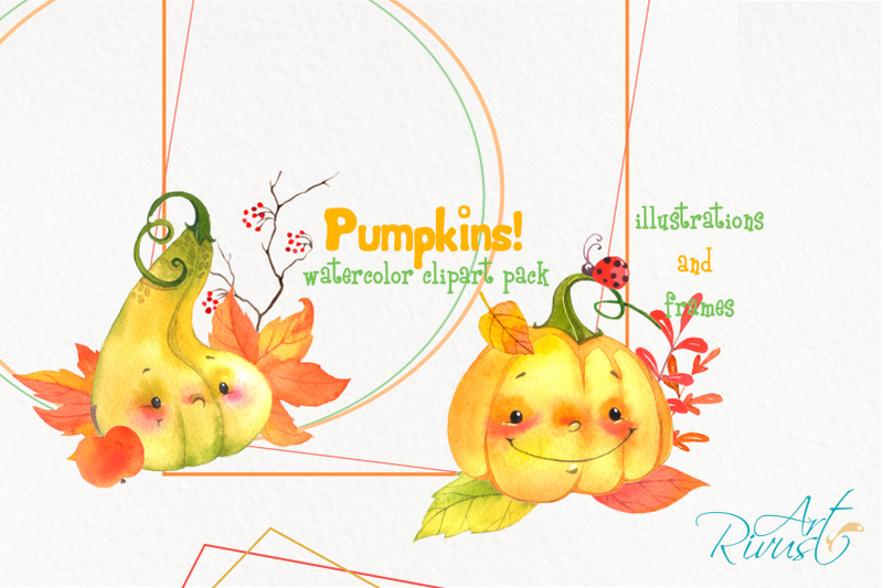 cute-watercolor-pumpkins-clipart-fall-clip-art-digital-frames-download