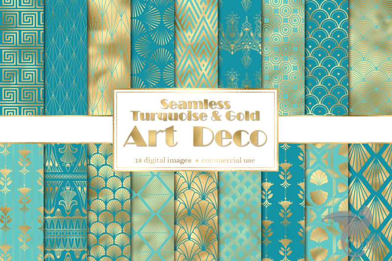 turquoise-and-gold-art-deco-digital-paper