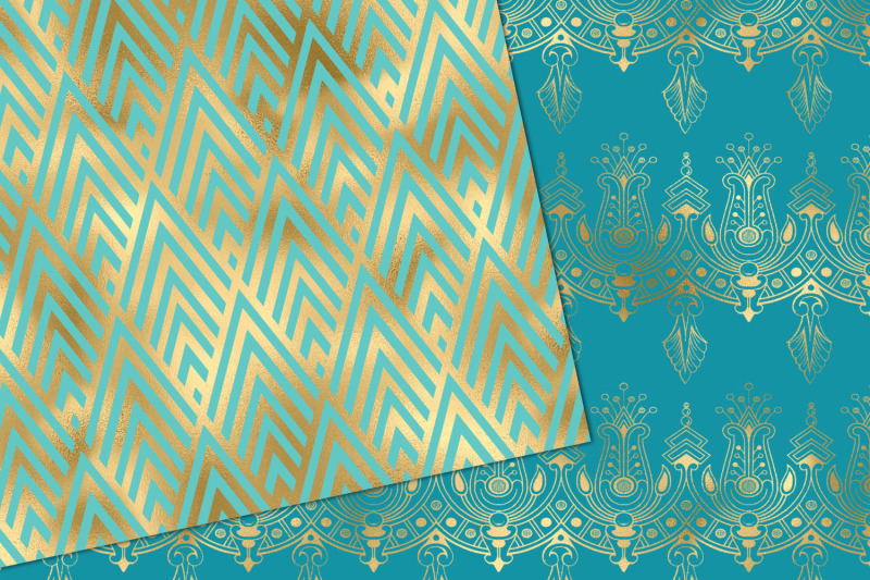 turquoise-and-gold-art-deco-digital-paper