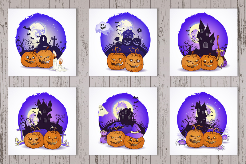 set-of-halloween-vector-illustratiosn-with-pumpkins-heads