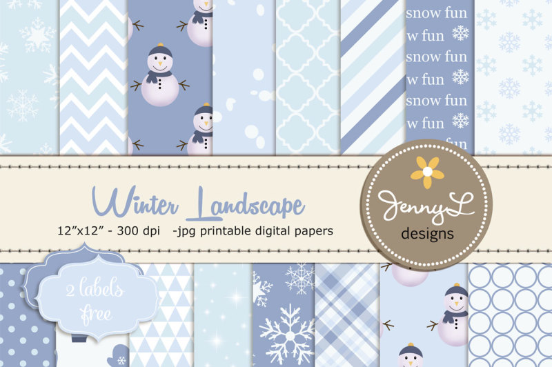 winter-snow-digital-papers