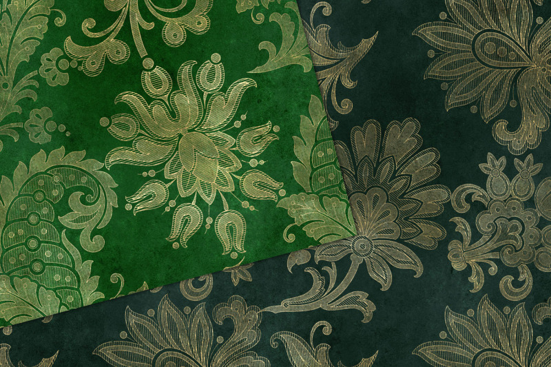 emerald-floral-velvet-digital-paper