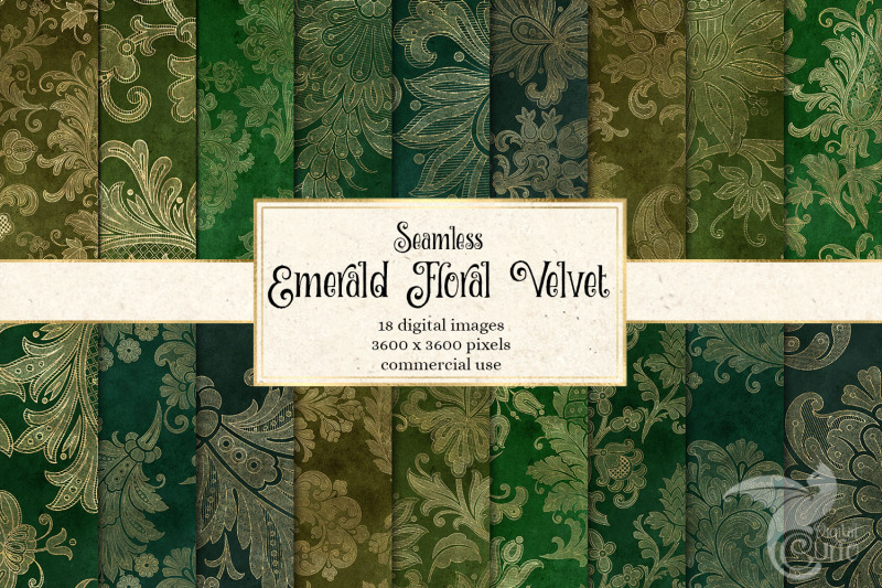 emerald-floral-velvet-digital-paper