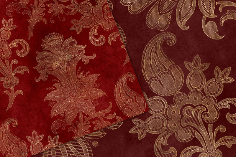 crimson-floral-velvet-digital-paper