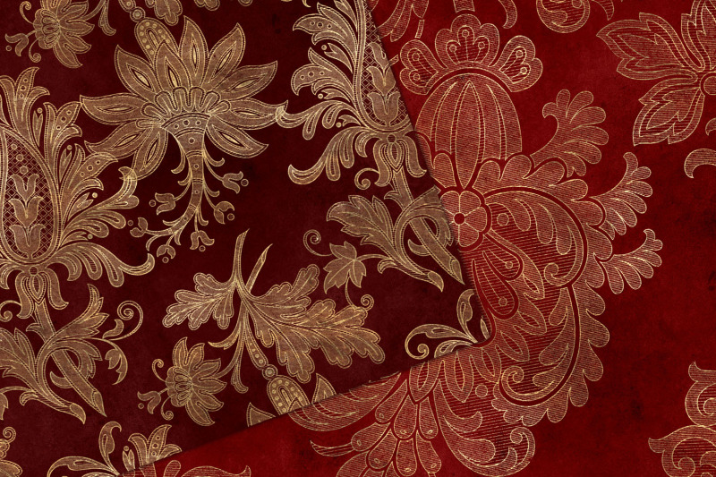 crimson-floral-velvet-digital-paper