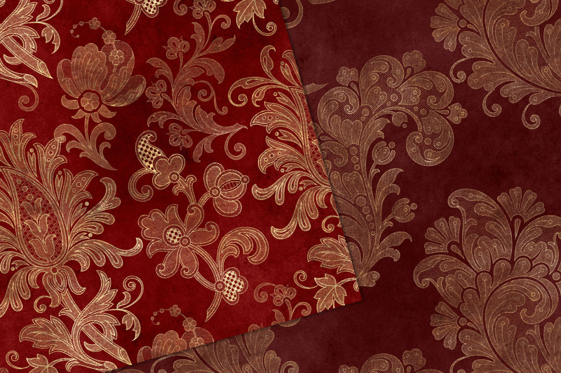 crimson-floral-velvet-digital-paper