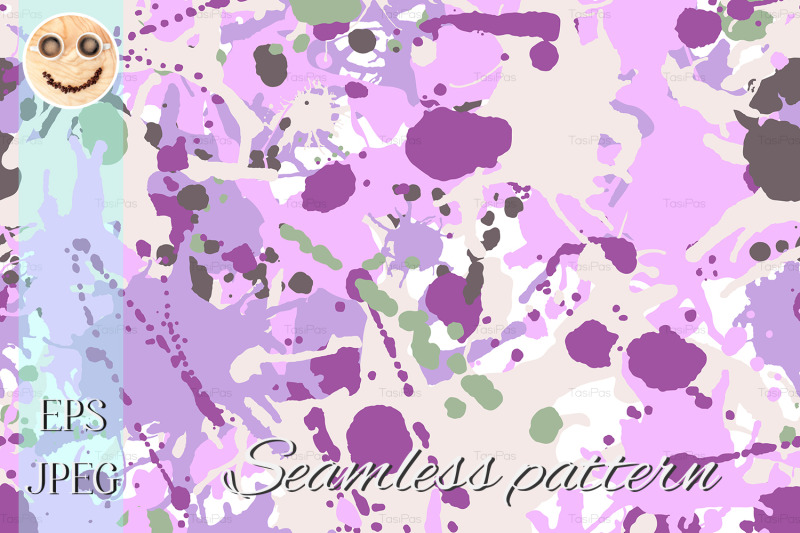 lilac-beige-green-ink-paint-splashes-seamless-pattern
