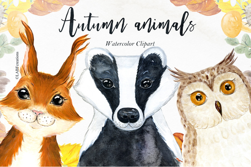 autumn-animals-watercolor-clipart