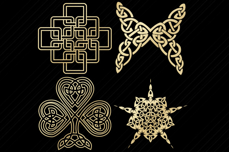 gold-foil-celtic-knots-symbols-crosses-clip-art