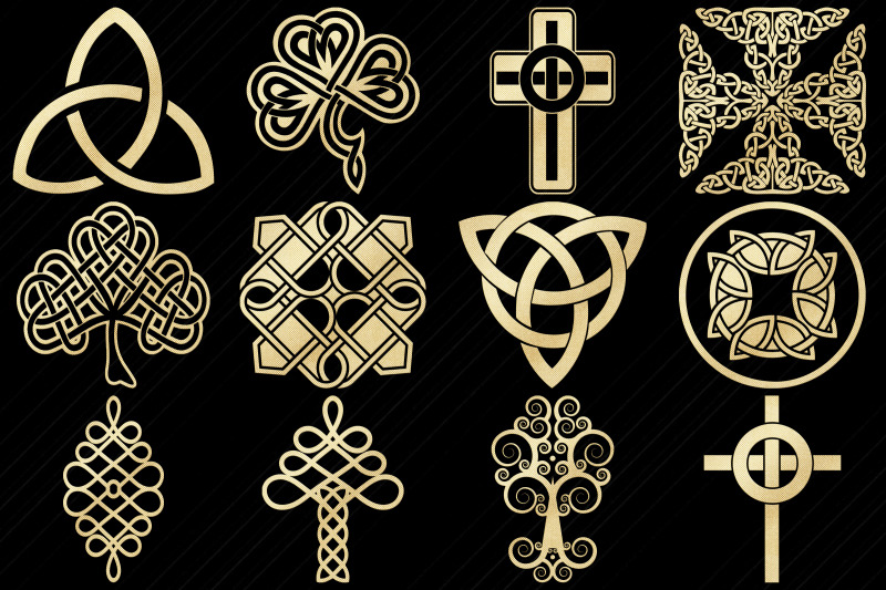 gold-foil-celtic-knots-symbols-crosses-clip-art