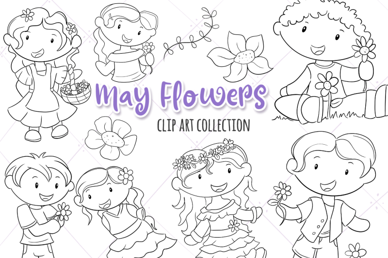 may-flowers-digital-stamps