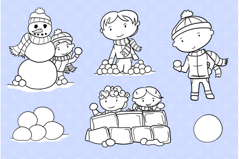 snowball-fight-digital-stamps