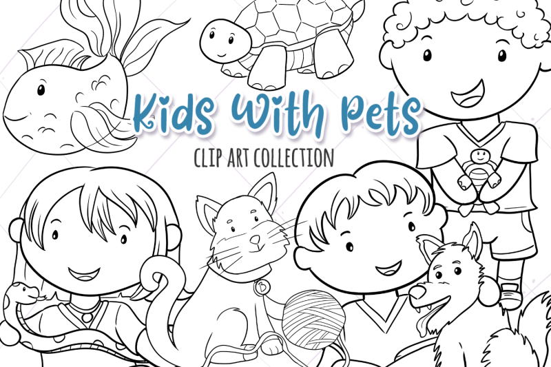 kids-with-pets-digital-stamps