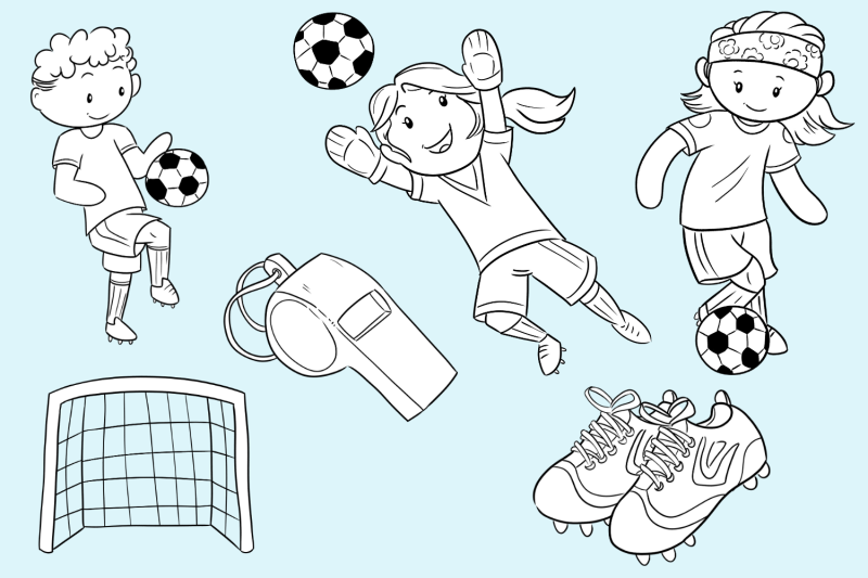 playing-soccer-digital-stamps